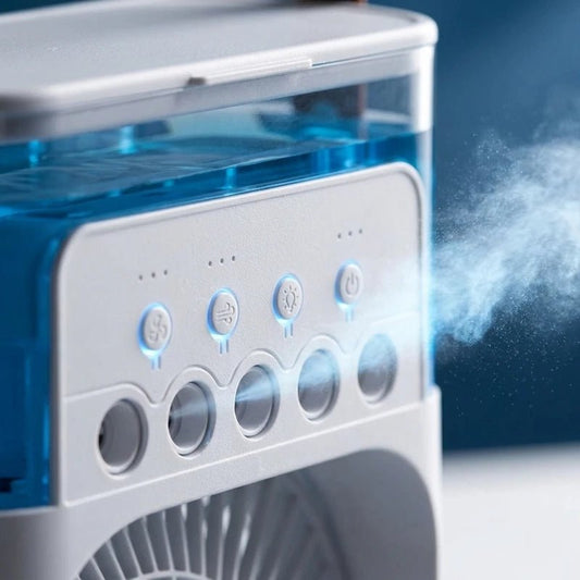 Ventilador de Aire Frío con Pulverizadores de Agua y Luz RGB - SoluClick